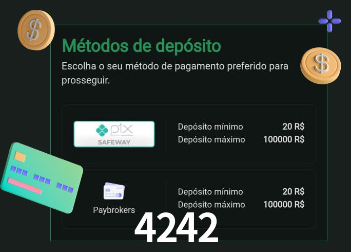 O cassino 4242 oferece uma grande variedade de métodos de pagamento